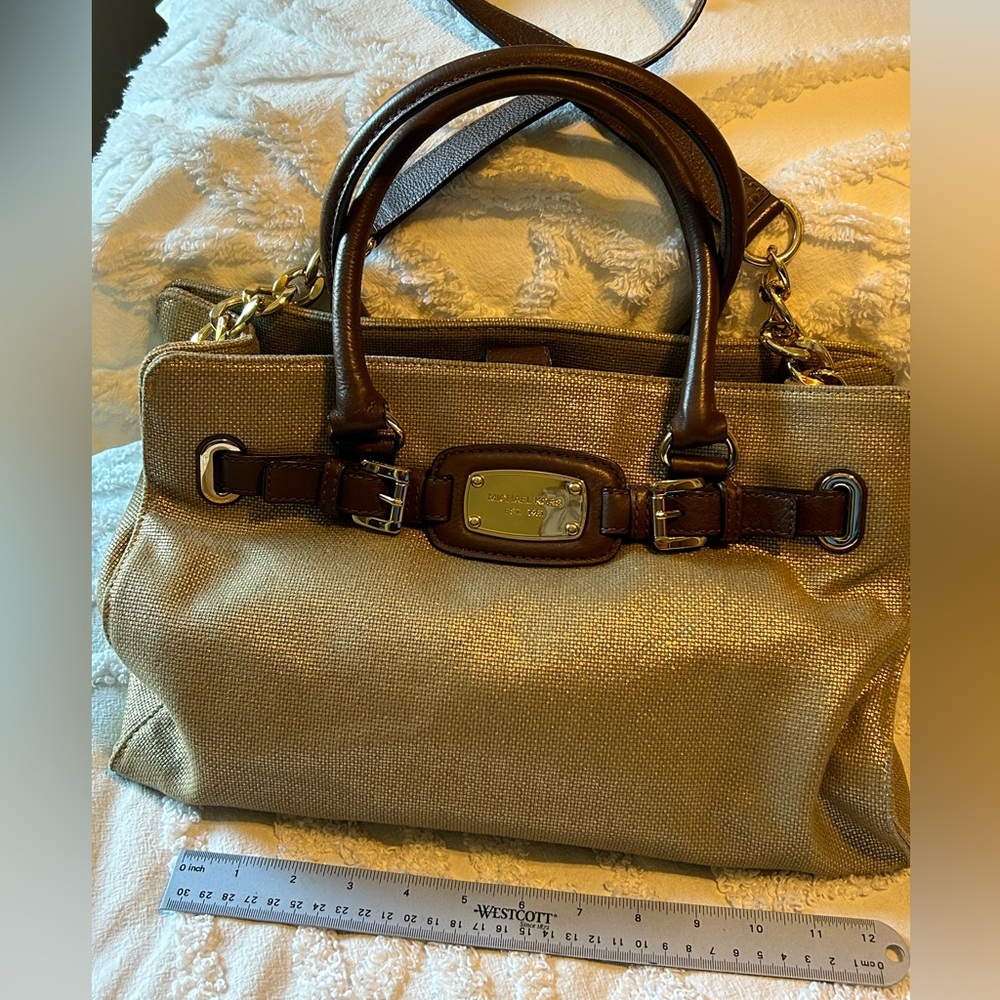 Michael Kors Gold and Brown Satchel